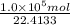 \frac{1.0 \times 10^{5} mol}{22.4133}