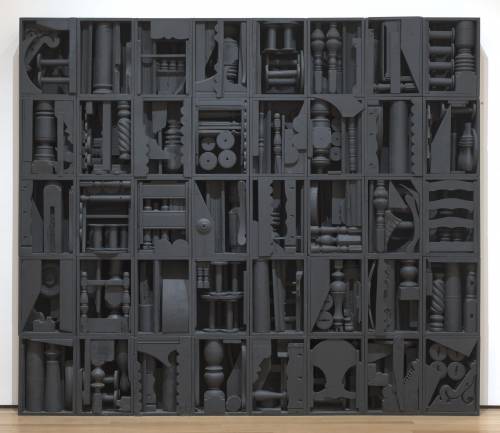 Which statements describe louise nevelson's sculptures?  (choose all answers that are correct.) shad