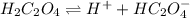 H_2C_2O_4\rightleftharpoons H^++HC_2O_4^-