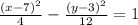 \frac{(x-7)^2}{4} - \frac{(y-3)^2}{12} =1&#10;