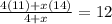 \frac{4(11)+x(14)}{4+x}=12
