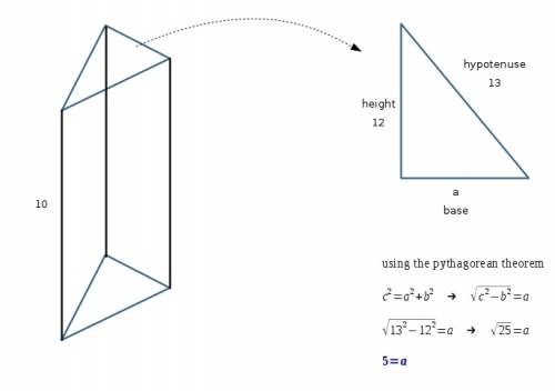 The volume of a prism which has an altitude of 10 units and has a right triangle base with a hypoten