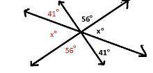 What is the measure of angle x?  enter your answer in the box. x = º three intersecting lines. three