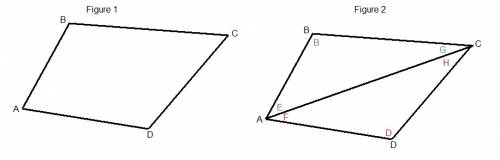 Make a conjunction about the sum of interior angles of quadrilateral justify reasoning