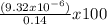 \frac{(9.32 x 10^{-6} )}{0.14} x 100