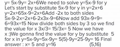 How would you determine the solution of the system. pleas show your work. the system is y=5x-9 and