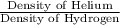 \frac{\text{Density of Helium}}{\text{Density of Hydrogen}}