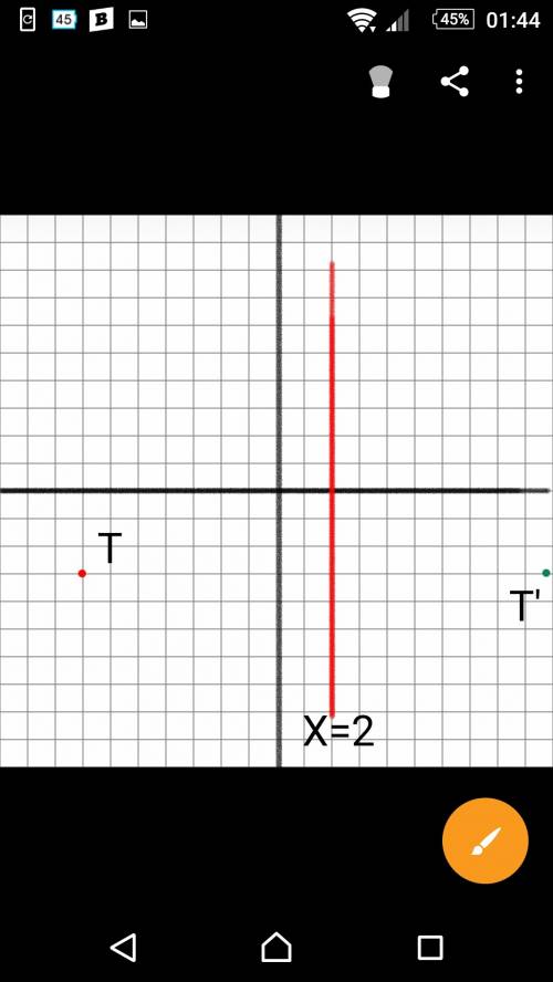 Point t has coordinates (-7, -3). if it's reflected across the line x = 2, what will be the coordina