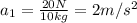 a_1= \frac{20 N}{10 kg}=2 m/s^2