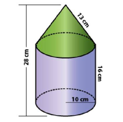 The three-dimensional figure shown consists of a cylinder and a right circular cone. the radius of t