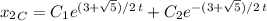 {x_2}_C=C_1e^{(3+\sqrt5)/2\,t}+C_2e^{-(3+\sqrt5)/2\,t}
