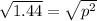 \sqrt{ 1.44}= \sqrt{p^2