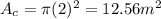 A_c =  \pi (2)^2 = 12.56m^2