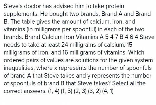 Steve needs to take at least 24 milligrams of calcium, 15 milligrams of iron, and 16 milligrams of v