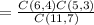 =\frac{C(6,4)C(5,3)}{C(11,7)}