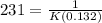 231=\frac{1}{K(0.132)}