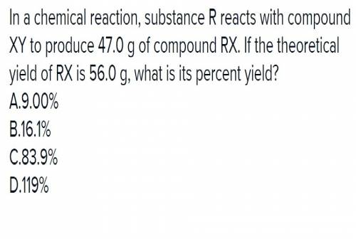 If the theoretical yield of rx is 56.0 g , what is the percent yield ?