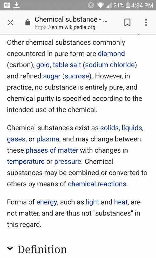 Which is not a chemical substancea. solidb. plasmac. gasd. none of the above