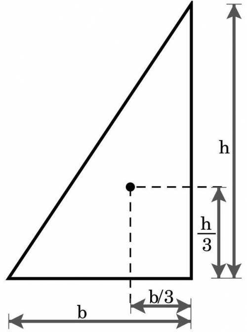 you have a flat piece of plastic of uniform density ρ in the shape of a right triangle. the legs of