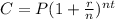 C=P(1+\frac{r}{n})^{nt}