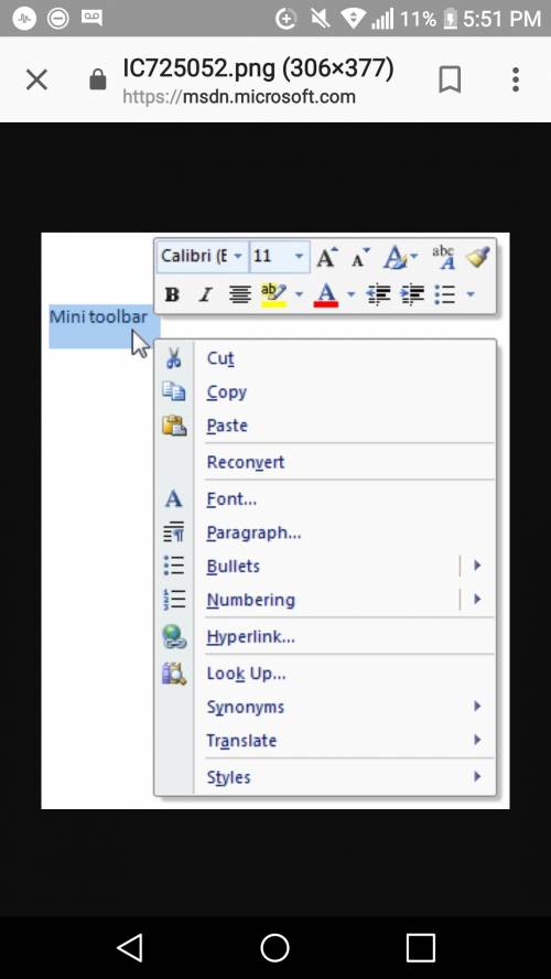 In microsoft word you can access the  command from the mini toolbar.  a. word count b. save as c.