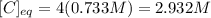 [C]_{eq}=4(0.733M)=2.932M