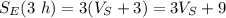 S_E(3~h)=3(V_S+3)=3V_S+9