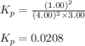 K_p=\frac{(1.00)^2}{(4.00)^2\times 3.00}\\\\K_p=0.0208