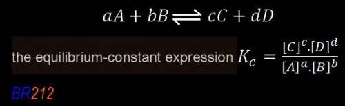 Write the equilibrium‑constant expression for the reaction a(s)+3b(l)↽−−⇀2c(aq)+d(aq) in terms of [a