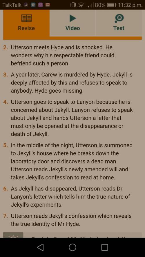 Jekyll and hyde can someone tell me 5 key moments of any character of jekyll and hyde in the whole n