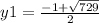 y1=\frac{-1+\sqrt{729} }{2}