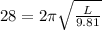 28 = 2\pi \sqrt{\frac{L}{9.81}}