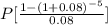 P[\frac{1-(1+0.08)^{-5}}{0.08}]