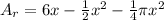 A_r=6x-\frac{1}2x^2-\frac{1}4\pi x^2