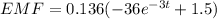 EMF = 0.136(-36e^{-3t} + 1.5)