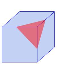 What is the cross section formed by a plane that intersects three faces of a cube