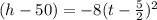 (h-50)=-8(t-\frac{5}{2})^2