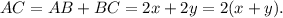 AC=AB+BC=2x+2y=2(x+y).