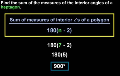What is the sum of the measures of the interior angles of a heptagon?