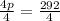 \frac{4p}{4} =  \frac{292}{4}