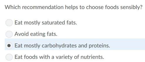 Which recommendation choose foods sensibly? ignore the highlighted one