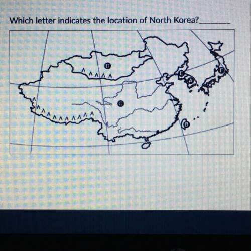 Which letter indicates the location of north korea?