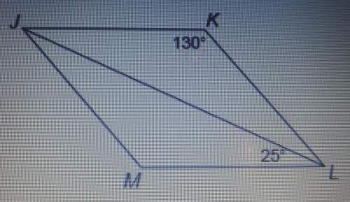 Jklm is a parallelogram.what is the measure of ∠klj?