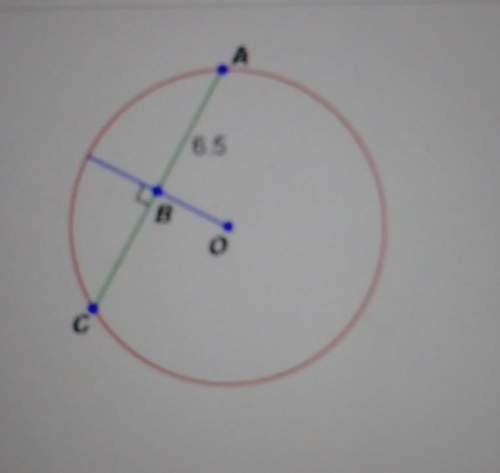If the blue radius below is perpendicular to the green chord and the segment ab is 6.5 units long, w