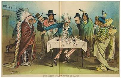 The author of this 1881 cartoon was most likely reacting to: a. the indian appropriation acts. b. t