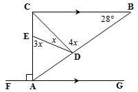 Fg ∥ cb, a ∈ fg, d ∈ ab, e ∈ acfind the value of x. give reasons to justify your solutions! , 10 po