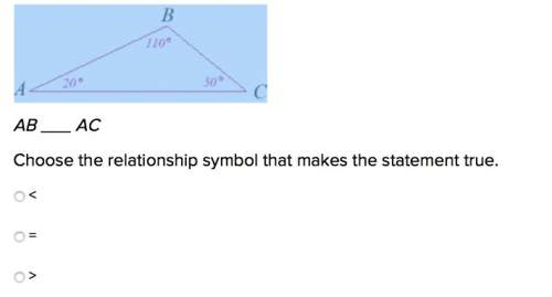 Ab acchoose the relationship symbol that makes the statement true.&lt; =&gt;