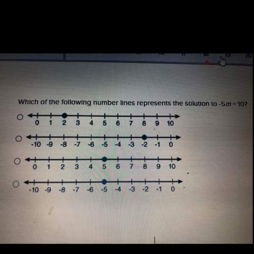 Which of the following number lines represents the solution to -5m=10