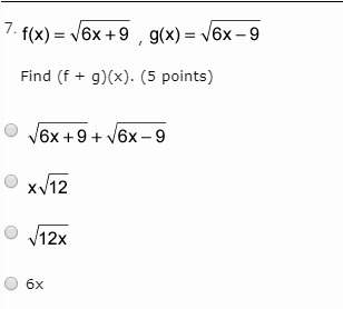 Fas a function of x is equal to the square root of quantity 6 x plus 9 , f as a function of x is equ
