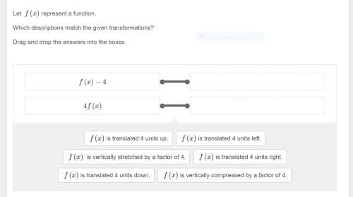 Let f(x) represent a function. which descriptions match the given transformations? drag and drop th